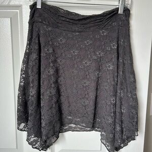 Full Tilt Asymmetrical Lace Skirt - Dark Gray